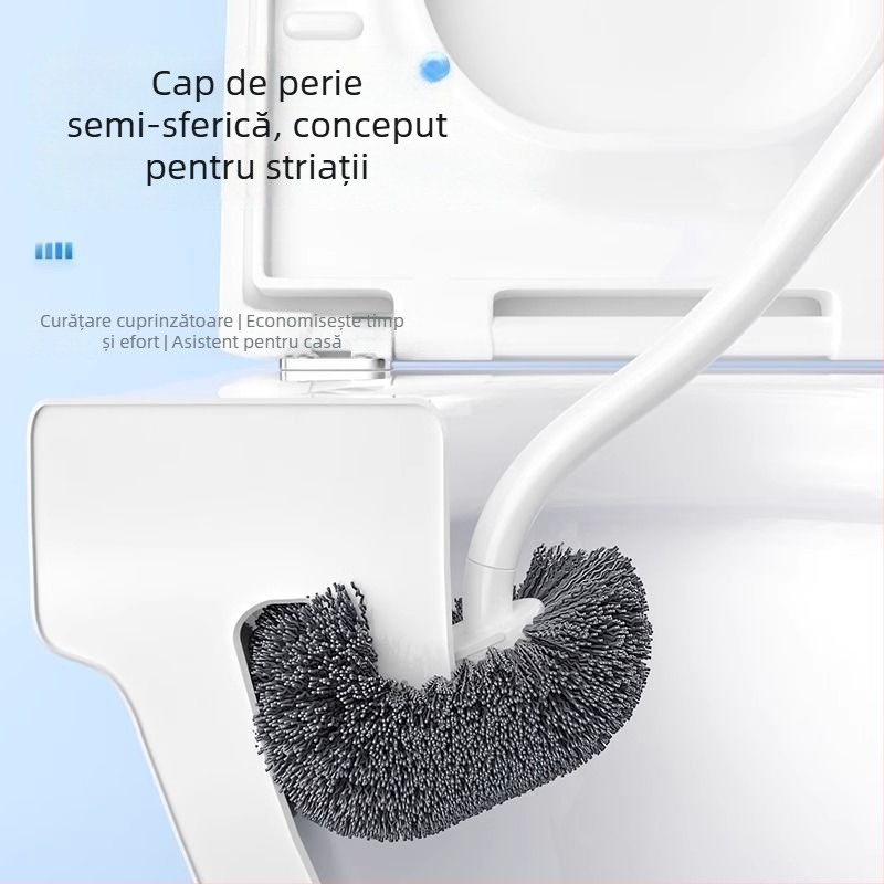 Perie de toaletă cu mâner lung, montare pe perete, construcție din plastic