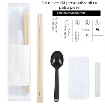 Set de bețișoare de unică folosință din bambus, patru piese, cu logo imprimat, posibilitate de personalizare, grosime 1.5/2.0/2.5/3.5 mm, 800 bucăți pe cutie