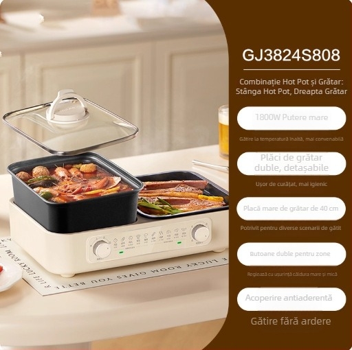 Supor grătar electric pentru uz casnic – all-in-one pentru carne și pește, gătit în interior cu fum redus, detașabil și ușor de curățat