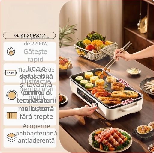 Supor grătar electric pentru uz casnic – all-in-one pentru carne și pește, gătit în interior cu fum redus, detașabil și ușor de curățat