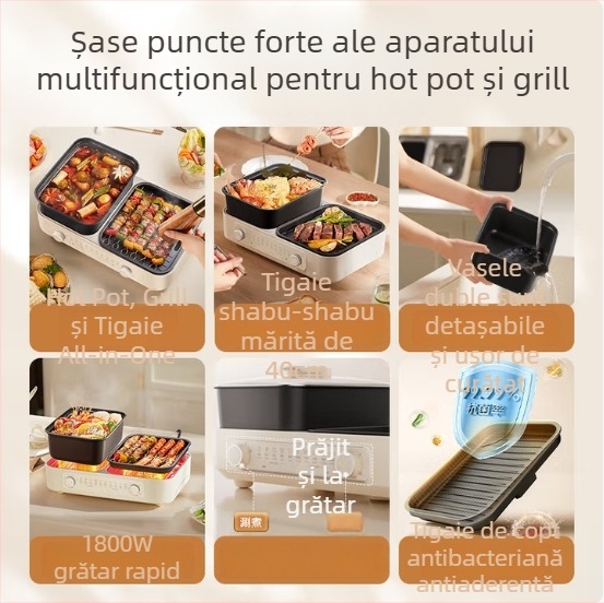 Supor grătar electric pentru uz casnic – all-in-one pentru carne și pește, gătit în interior cu fum redus, detașabil și ușor de curățat