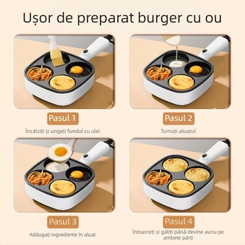 Tigaie electrică LV-010 cu patru găuri, 710W, 220V, 50Hz, funcții: prăjire, grătar, omletă