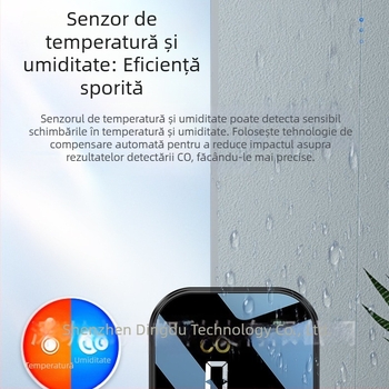 Detector portabil de monoxid de carbon, interval 0-999 ppm, precizie ±5 ppm, baterie litiu încorporată, model HD09.