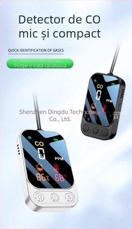 Detector portabil de monoxid de carbon, interval 0-999 ppm, precizie ±5 ppm, baterie litiu încorporată, model HD09.