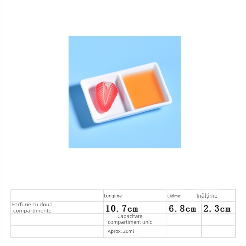 Farfurie de condimente din porțelan cu design cu două și trei compartimente, pentru sosuri, oțet și condimente