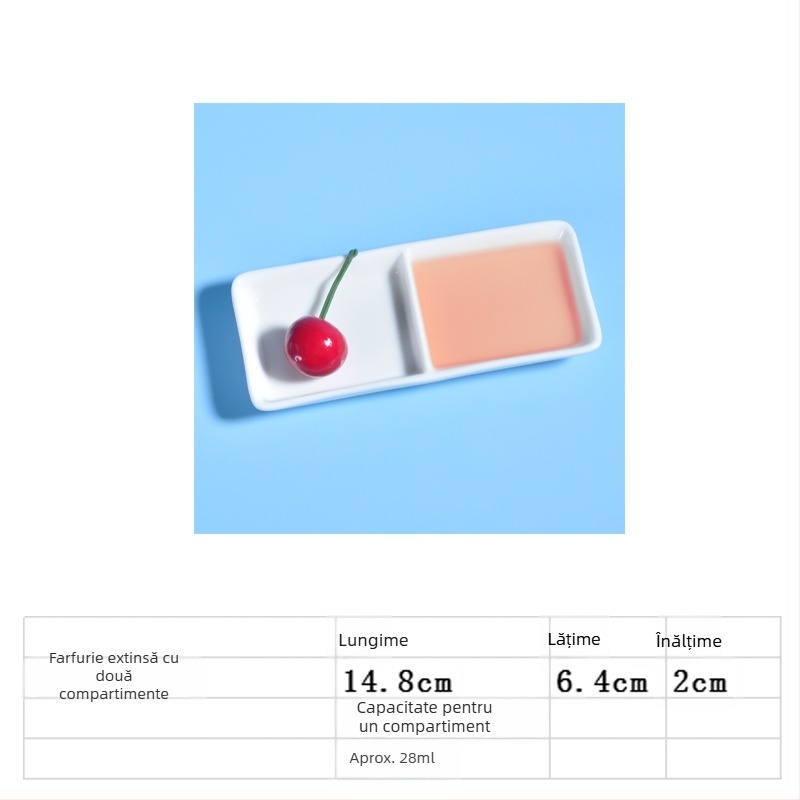 Farfurie de condimente din porțelan cu design cu două și trei compartimente, pentru sosuri, oțet și condimente
