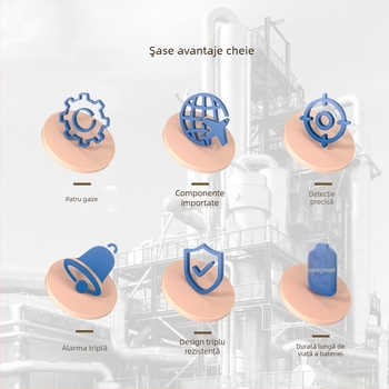 PLT824 detector portabil patru în unu pentru O2, H2S și CO; precizie ≤ ±5% FS; alimentare DC 3.7V