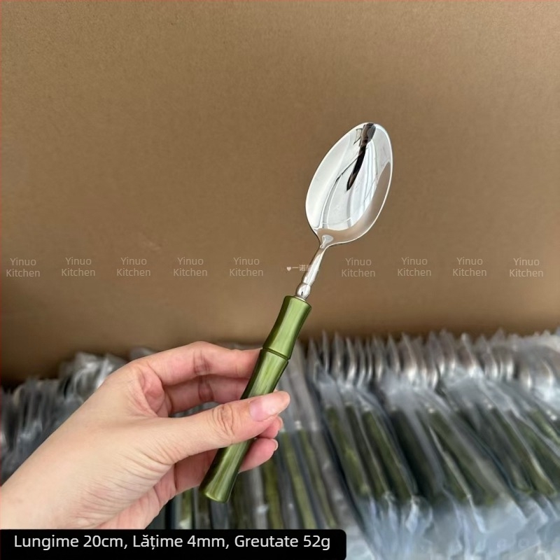 Set tacâmuri occidentale din oțel inoxidabil, 5 piese: cuțit pentru steak, furculiță, furculiță de desert și lingură – de înaltă calitate, stil luxos ușor retro