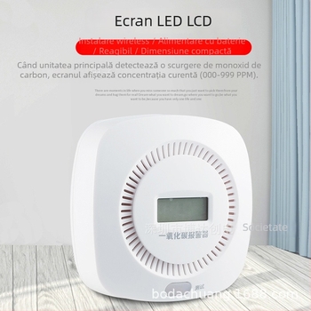 Detector CO, Model BDC-CO-808; Wireless; detecție 360°; rază 20–30 m; alarmă ≥85 dB