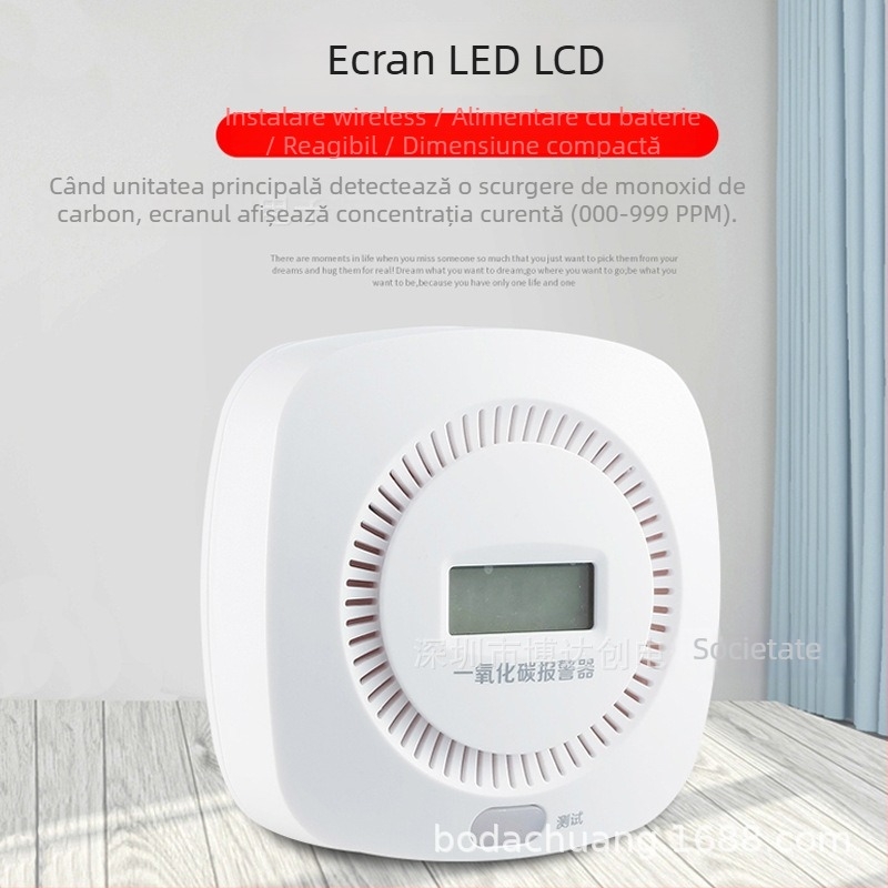 Detector CO, Model BDC-CO-808; Wireless; detecție 360°; rază 20–30 m; alarmă ≥85 dB