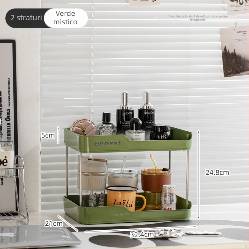 Organizator plastic pentru pahare, cu două etaje, cu tavă de uscare pentru masă de îngrijire