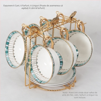 Suport pentru cănile de cafea și cuier – Fier, capacitate de 5 kg, finisaj electroplacat, stil lux lejer