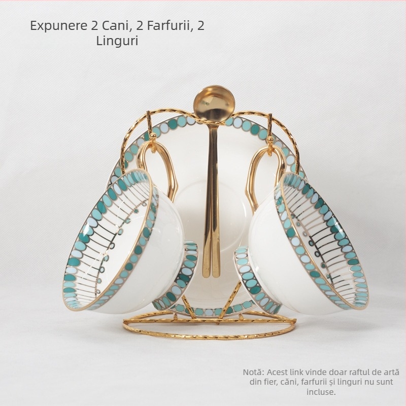 Suport pentru cănile de cafea și cuier – Fier, capacitate de 5 kg, finisaj electroplacat, stil lux lejer