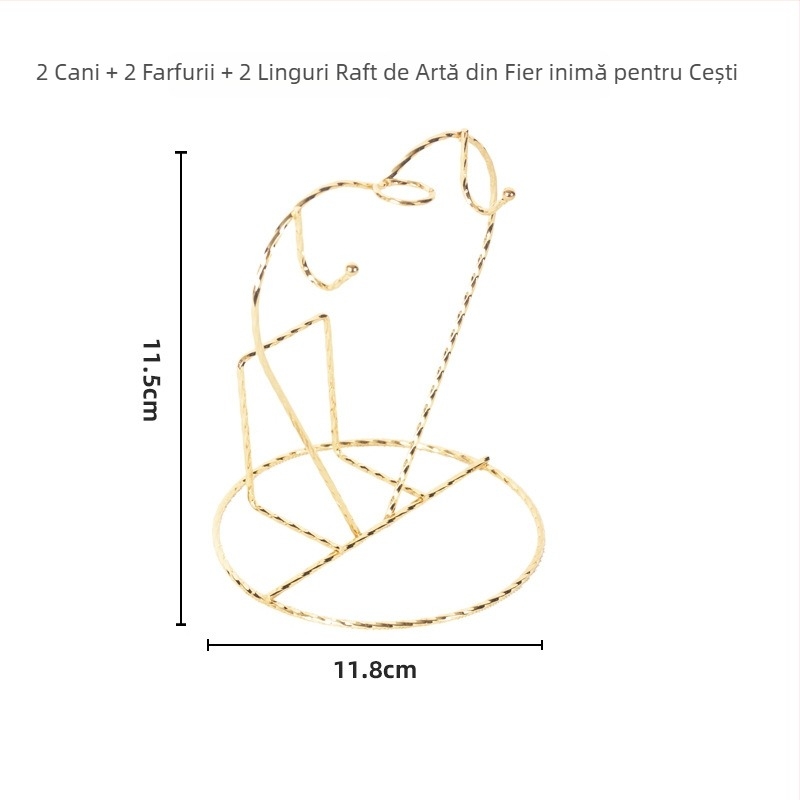 Suport pentru cănile de cafea și cuier – Fier, capacitate de 5 kg, finisaj electroplacat, stil lux lejer