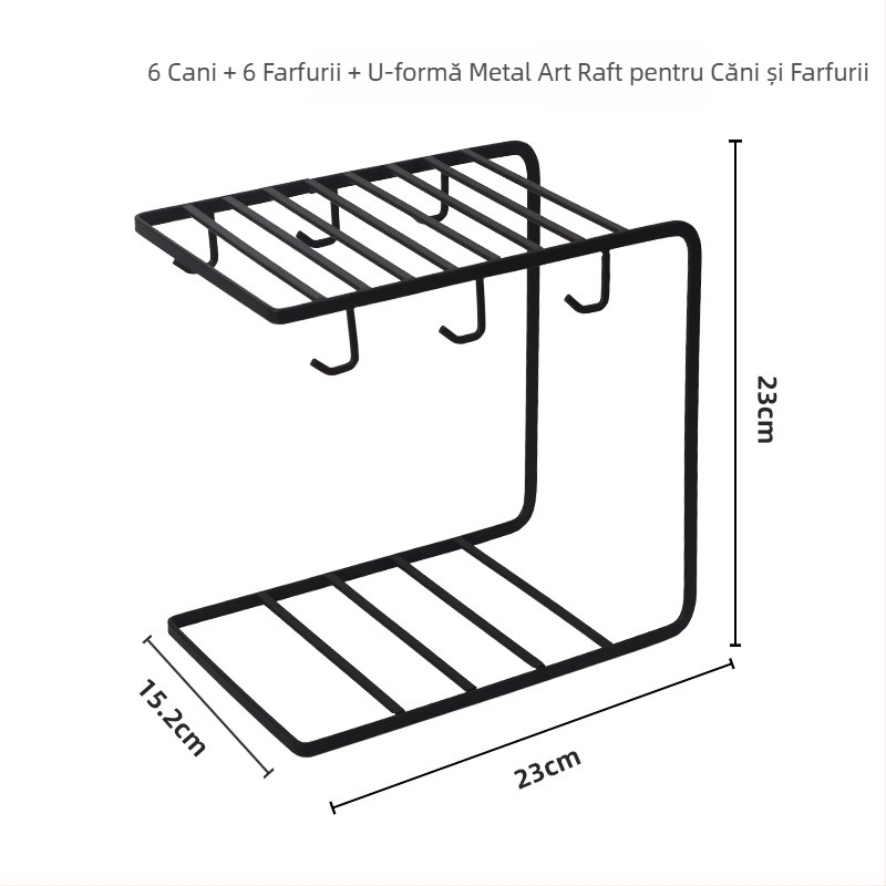 Suport pentru cănile de cafea și cuier – Fier, capacitate de 5 kg, finisaj electroplacat, stil lux lejer