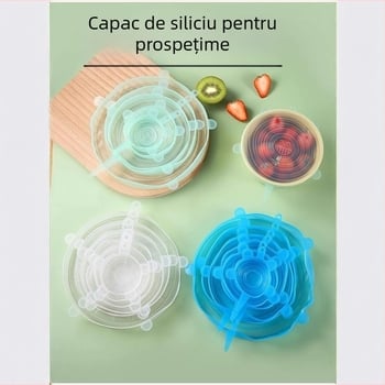 Capace din silicon pentru conservare, set de 6 bucăți, etanșe, pentru boluri, siguranță alimentară