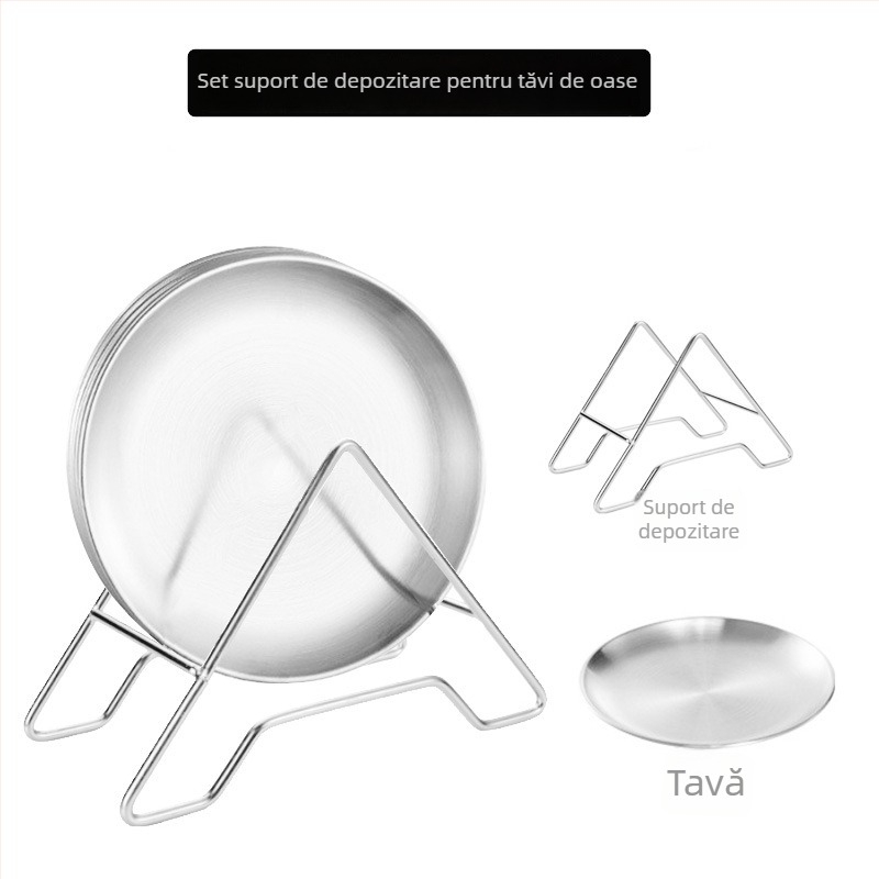 Set de farfurii din oțel inoxidabil – farfurii rotunde pentru oase, 18 cm, finisaj luxos, logo personalizabil