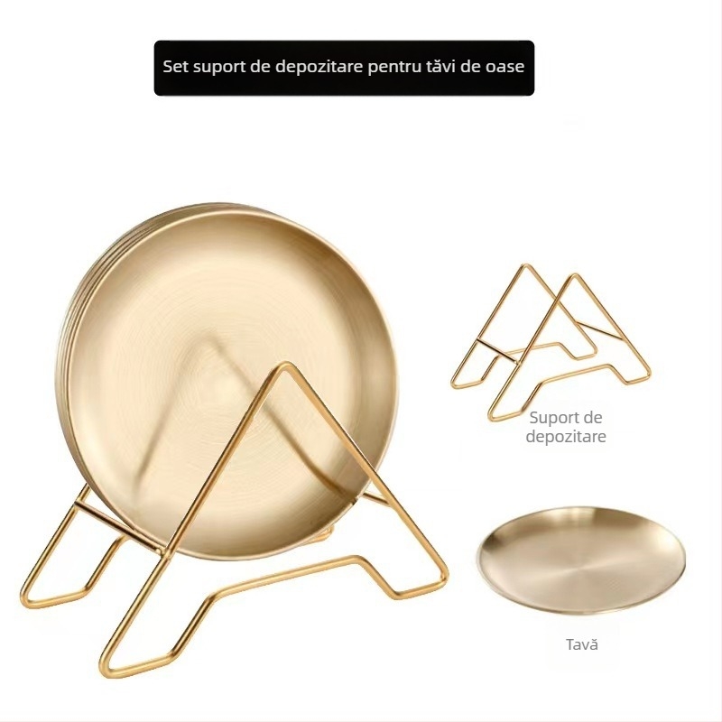 Set de farfurii din oțel inoxidabil – farfurii rotunde pentru oase, 18 cm, finisaj luxos, logo personalizabil