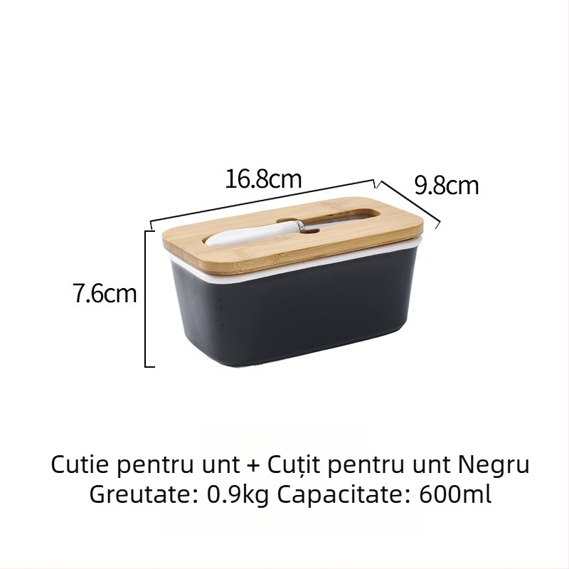 Cutie ceramică pentru unt cu capac și cuțit — spațiu de depozitare etanș, farfurie pentru unt, design minimalist modern