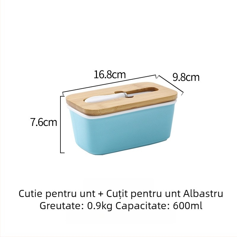 Cutie ceramică pentru unt cu capac și cuțit — spațiu de depozitare etanș, farfurie pentru unt, design minimalist modern