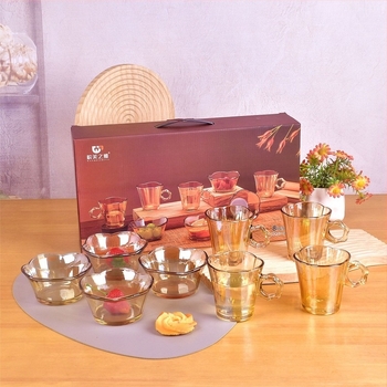 Set de veselă din sticlă pentru masă – înaltă clasă, stil retro ușor lux, pentru adulți, brand Wan meizhiya