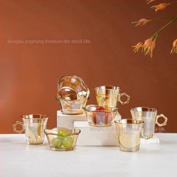 Set de veselă din sticlă pentru masă – înaltă clasă, stil retro ușor lux, pentru adulți, brand Wan meizhiya