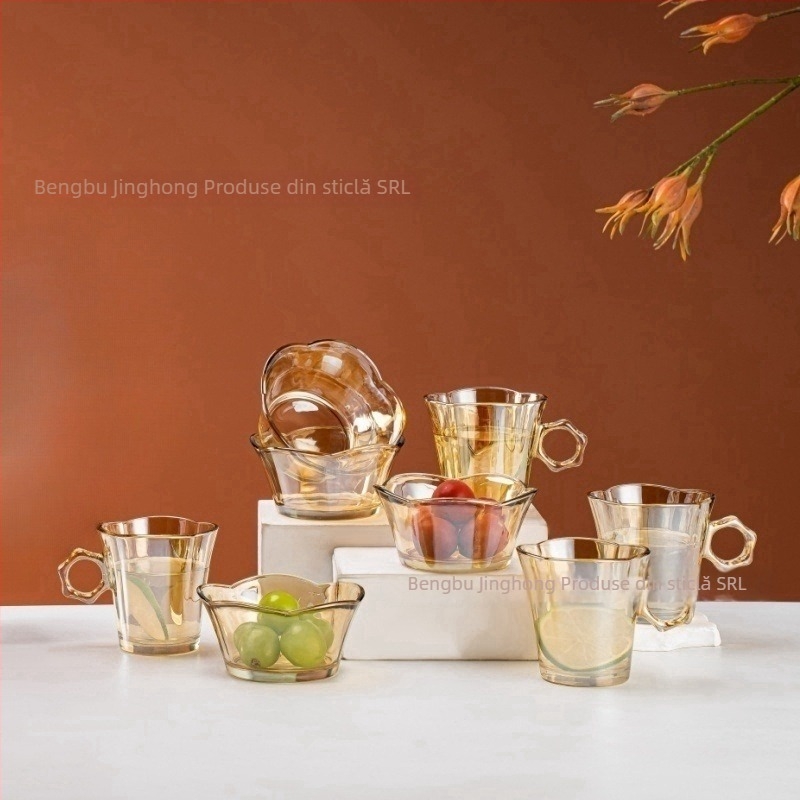 Set de veselă din sticlă pentru masă – înaltă clasă, stil retro ușor lux, pentru adulți, brand Wan meizhiya