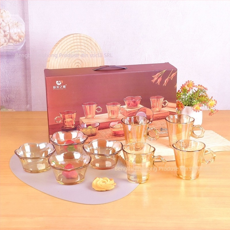 Set de veselă din sticlă pentru masă – înaltă clasă, stil retro ușor lux, pentru adulți, brand Wan meizhiya