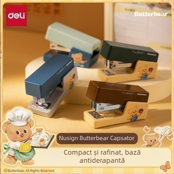 Capsator mini Deli NS083-B, pentru elevi, compact, 25 mm legare, 40 foi, model NS083-B