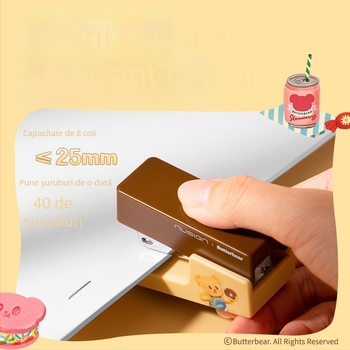 Capsator mini Deli NS083-B, pentru elevi, compact, 25 mm legare, 40 foi, model NS083-B