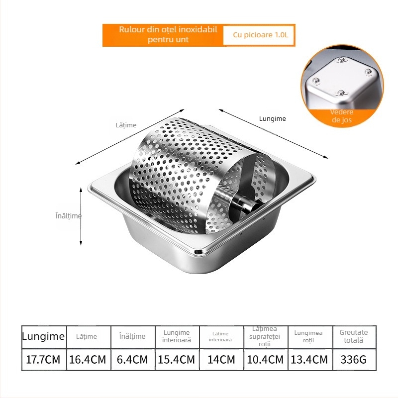 Rulou de unt din oțel inoxidabil – Burren, aplicator pentru burgeri cu perie de rulă, lansare 2025