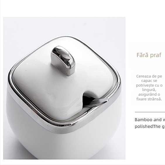 Set de borcane ceramice pentru condimente în stil nordic – borcane pentru sare și MSG, design modern minimalist, logo personalizabil