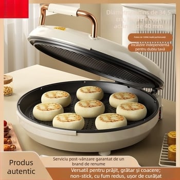 Aparat electric pentru clătite pentru uz casnic, încălzire cu două fețe, tigaie antiaderentă, design mai adânc și mai mare, 1200-1500 W