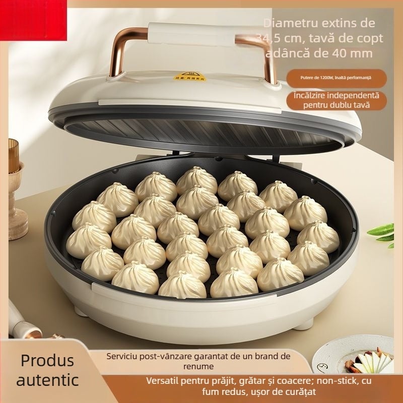 Aparat electric pentru clătite pentru uz casnic, încălzire cu două fețe, tigaie antiaderentă, design mai adânc și mai mare, 1200-1500 W