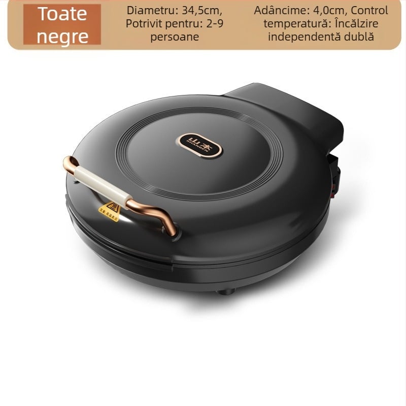 Aparat electric pentru clătite pentru uz casnic, încălzire cu două fețe, tigaie antiaderentă, design mai adânc și mai mare, 1200-1500 W