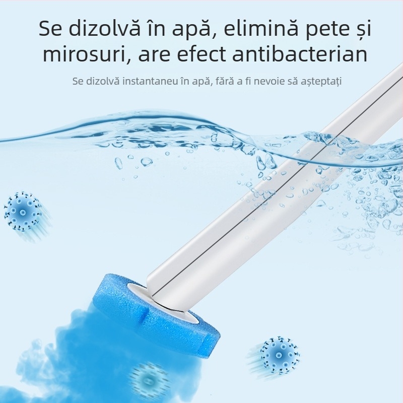 Perie de toaletă montată pe perete, de unică folosință, cu cap de perie înlocuibil, din plastic, design modern minimalist.
