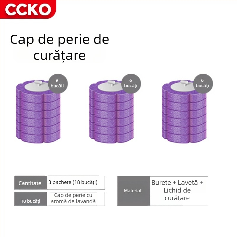 Perie de toaletă montată pe perete, de unică folosință, cu cap de perie înlocuibil, din plastic, design modern minimalist.