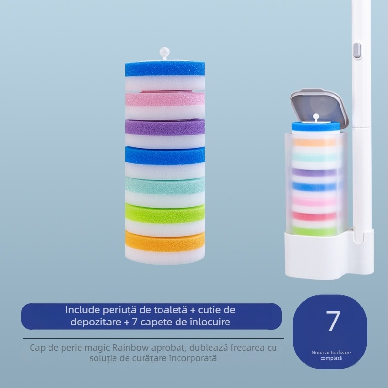 Perie de toaletă, montată pe perete, cu cap de perie înlocuibil, material burete, stil modern minimalist, personalizare disponibilă