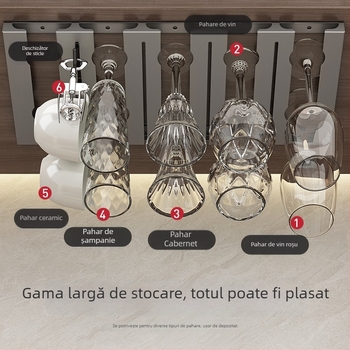 Raft pentru pahare de vin din oțel inoxidabil, montaj pe perete, fără găuri, stil modern simplu.