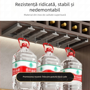 Raft pentru pahare de vin din oțel inoxidabil, montaj pe perete, fără găuri, stil modern simplu.