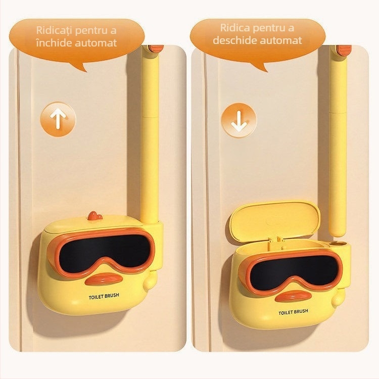 Perie de toaletă de unică folosință, montată pe perete, din plastic, model A010401082, stil modern minimalist, montaj fără găuri