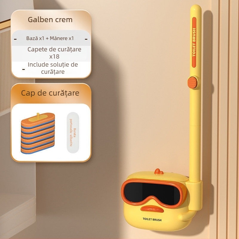 Perie de toaletă de unică folosință, montată pe perete, din plastic, model A010401082, stil modern minimalist, montaj fără găuri