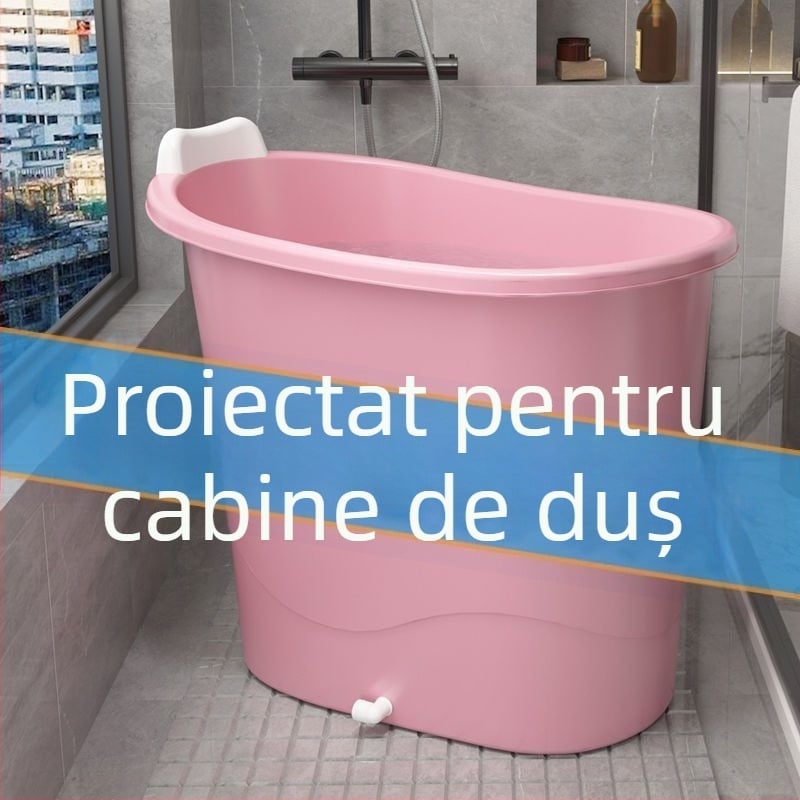 Găleată de baie din plastic pentru adulți, compactă, cu pereți groși, pentru întregul corp