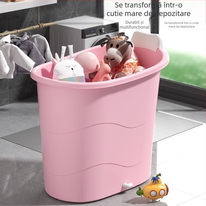 Găleată de baie din plastic pentru adulți, compactă, cu pereți groși, pentru întregul corp
