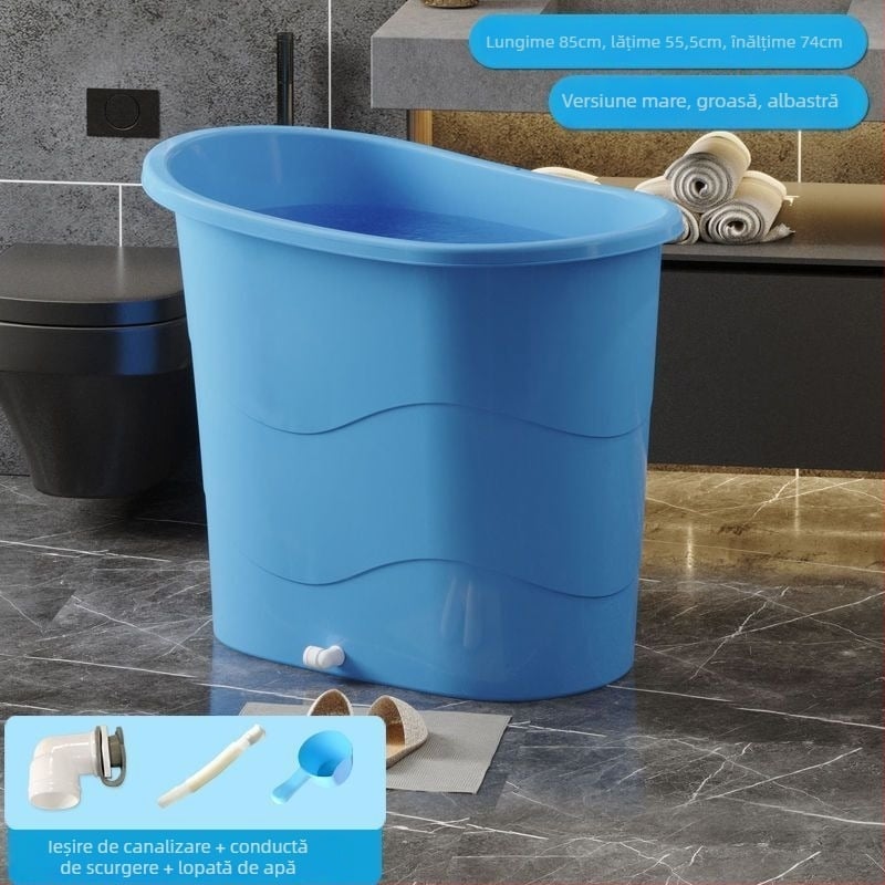 Găleată de baie din plastic pentru adulți, compactă, cu pereți groși, pentru întregul corp