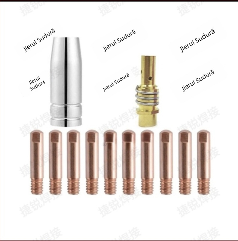 Set accesorii pentru pistol de sudură MB15AK, 12 piese, sudură cu gaz protejat, duză conductivă și duză de protecție a tijei de conectare