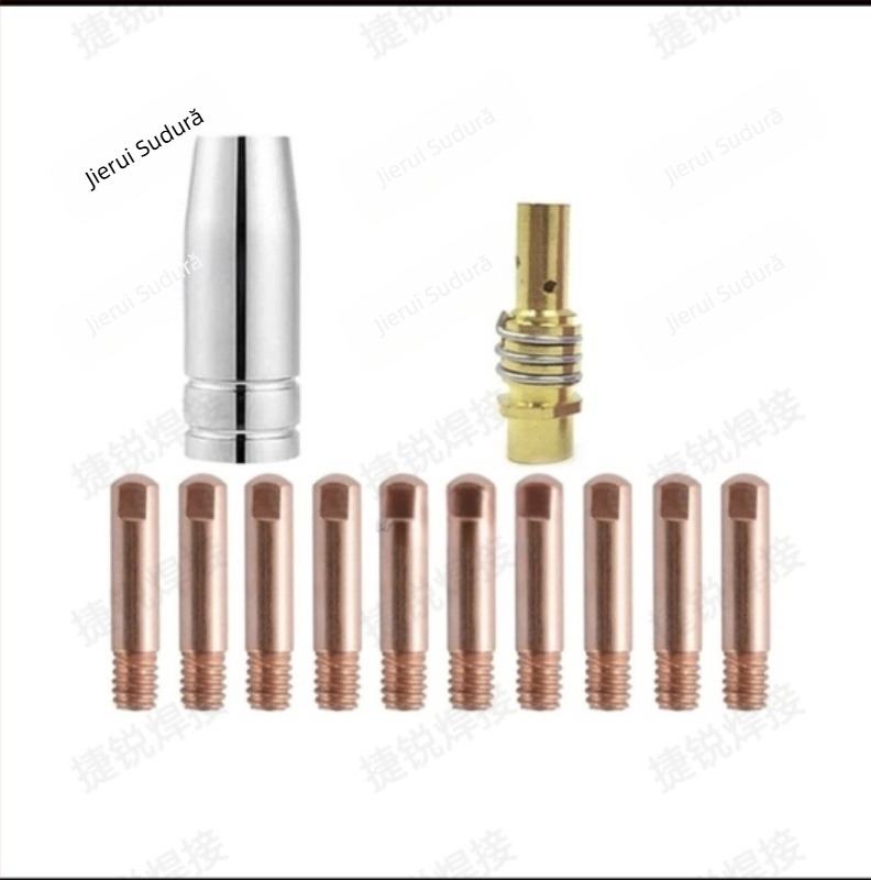 Set accesorii pentru pistol de sudură MB15AK, 12 piese, sudură cu gaz protejat, duză conductivă și duză de protecție a tijei de conectare