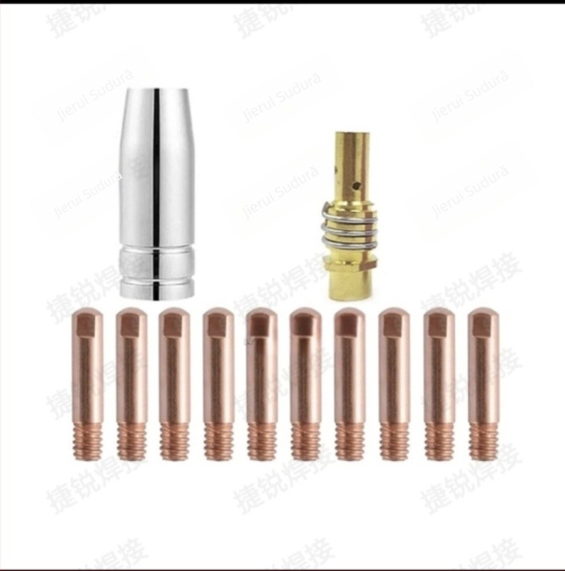 Set accesorii pentru pistol de sudură MB15AK, 12 piese, sudură cu gaz protejat, duză conductivă și duză de protecție a tijei de conectare