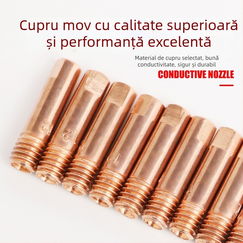 Duza conductivă pentru pistol MIG, stil european, alimentare cu sârmă 0,8 mm, duză de alimentare a sârmei 1,2 mm, transmisie pneumatică, putere cu aer cald și infraroșu