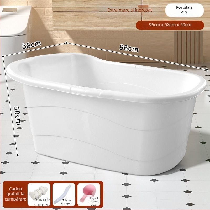 Cadă de baie din plastic pentru adulți, nepliabilă, pentru baie cu întregul corp, uz casnic